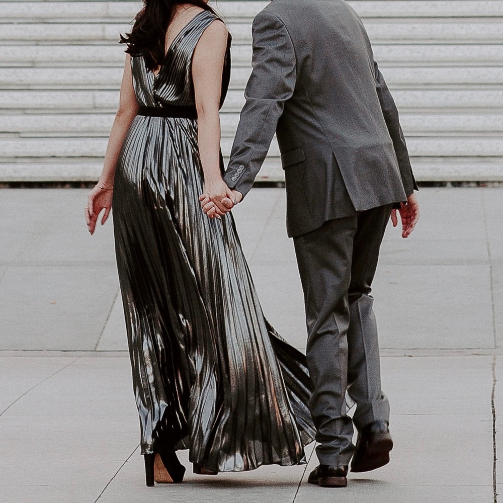 Aidan Mattox Silver Maxi Dress - Picture 3 of 10